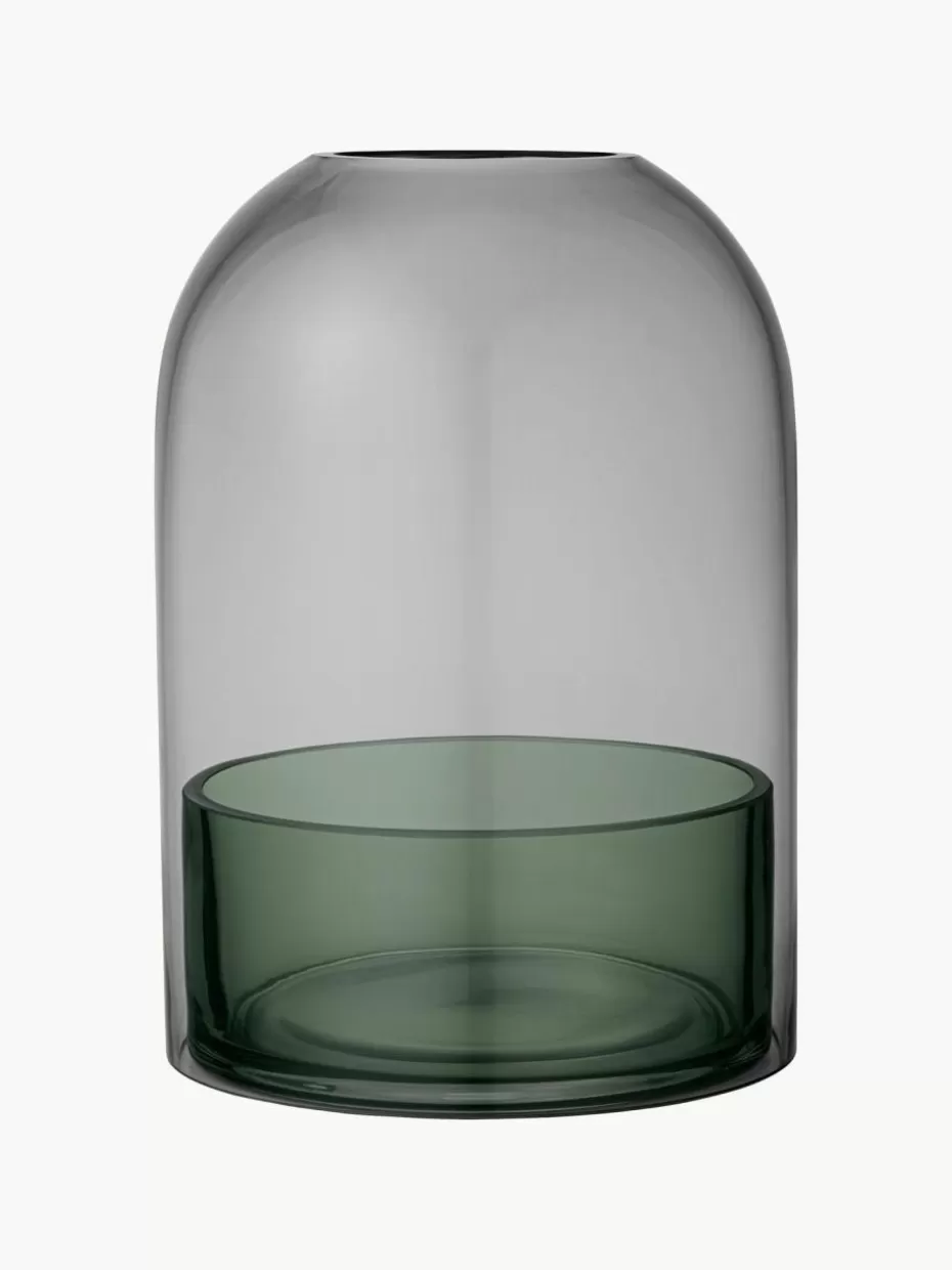 Windlichter & Laternen-Aytm Glas-Windlicht Tota Salbeigrün, Dunkelgrau, transparent
