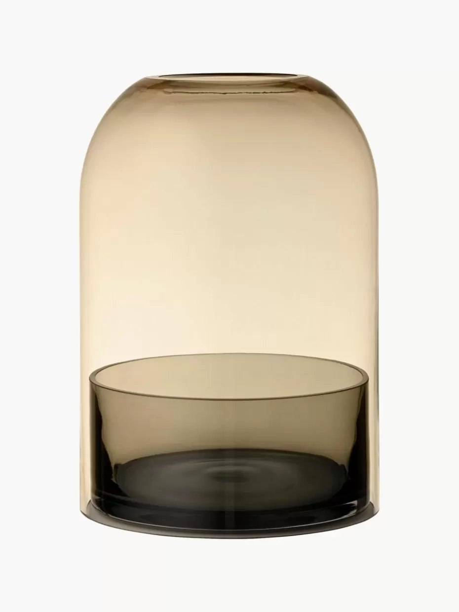 Windlichter & Laternen-Aytm Glas-Windlicht Tota Ocker, Dunkelgrau, transparent