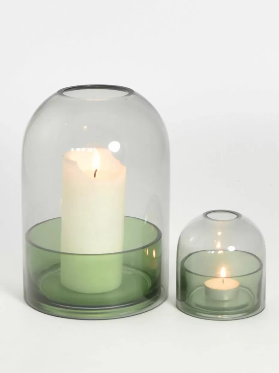 Windlichter & Laternen-Aytm Glas-Windlicht Tota Salbeigrün, Dunkelgrau, transparent