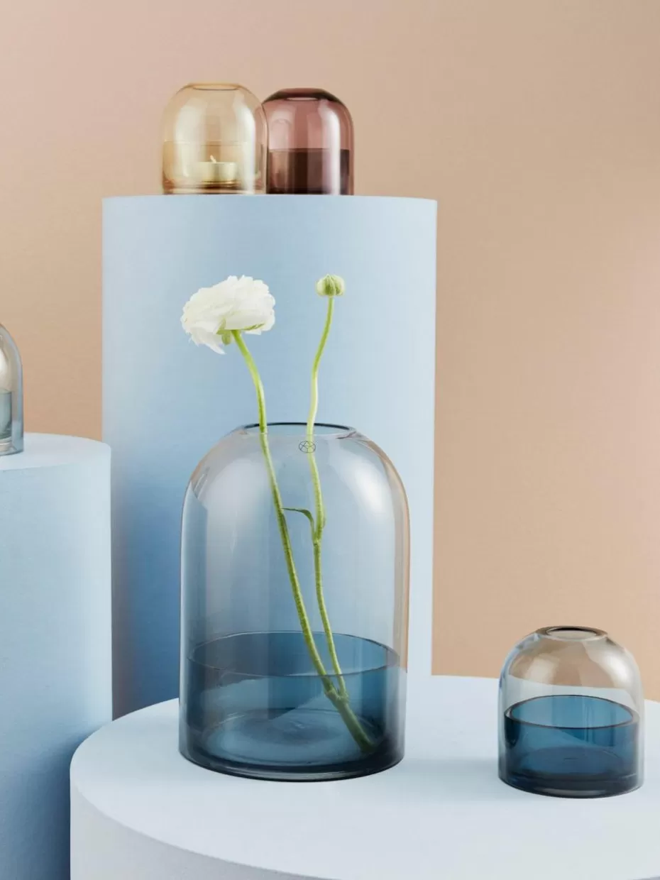 Windlichter & Laternen-Aytm Glas-Windlicht Tota Blau, Dunkelgrau, transparent