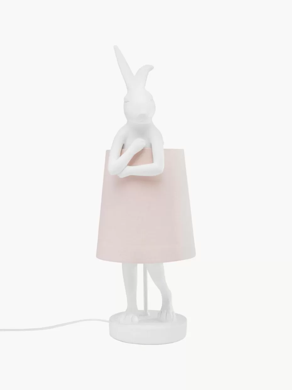 Nachttischlampen-Kare Design Große Design Tischlampe Rabbit Weiß, Hellrosa