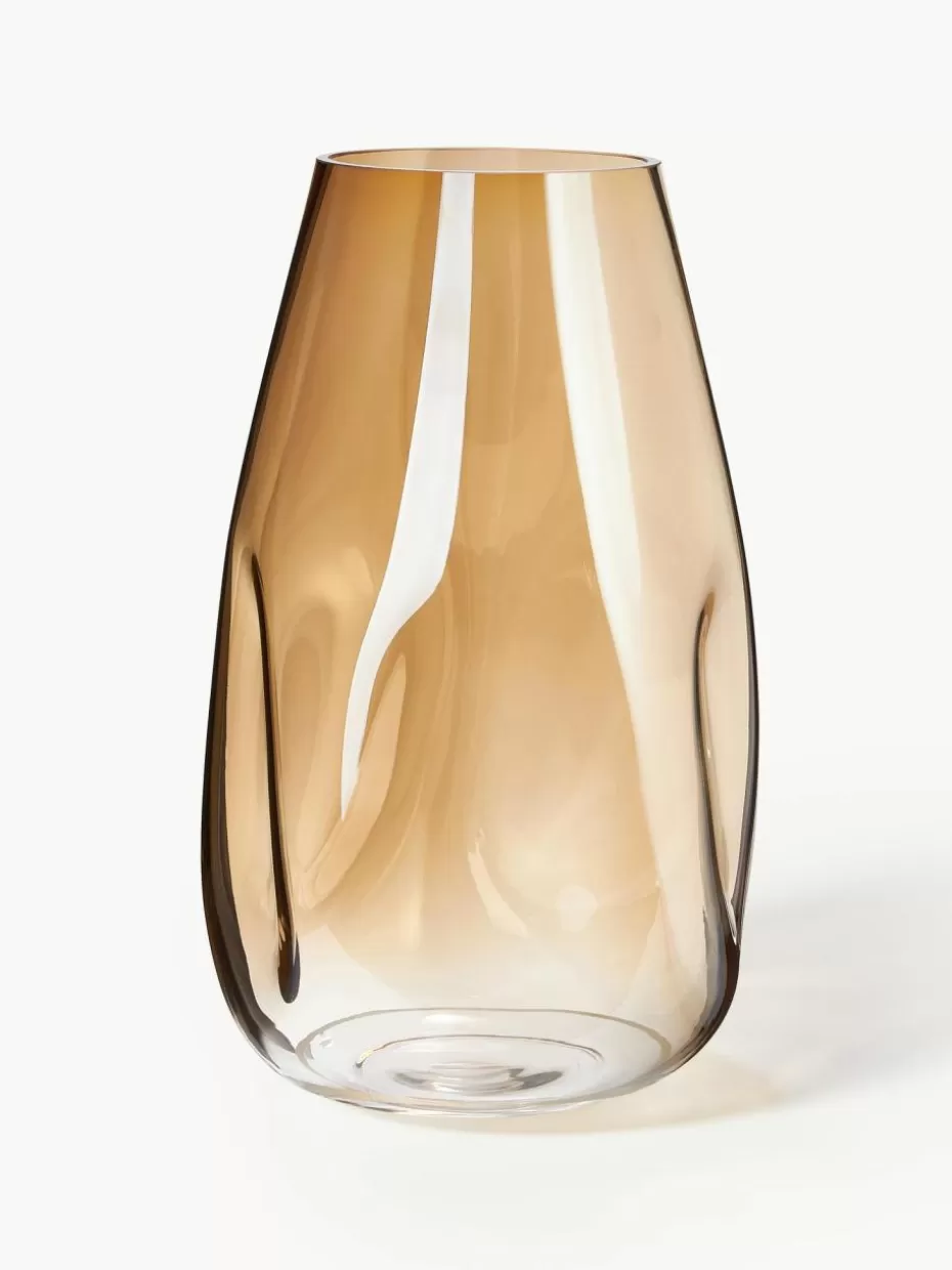 Vasen-Westwing Collection Große mundgeblasene Glas-Vase Luster, H 35 cm Ocker