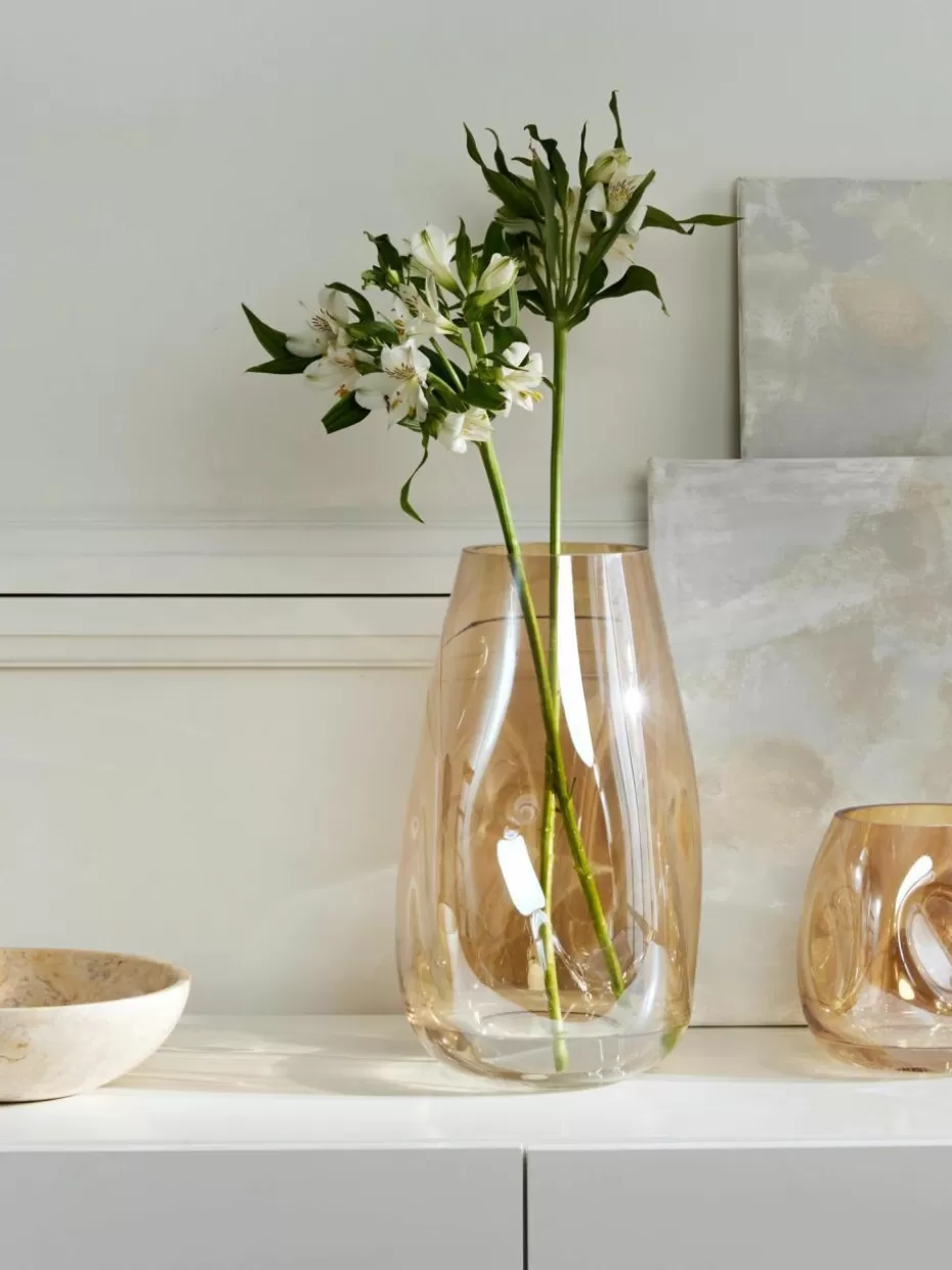 Vasen-Westwing Collection Große mundgeblasene Glas-Vase Luster, H 35 cm Ocker