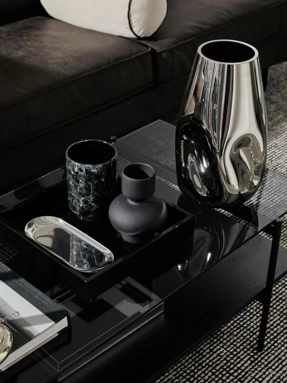 Vasen-Westwing Collection Große mundgeblasene Glas-Vase Mirror, H 35 cm Silberfarben