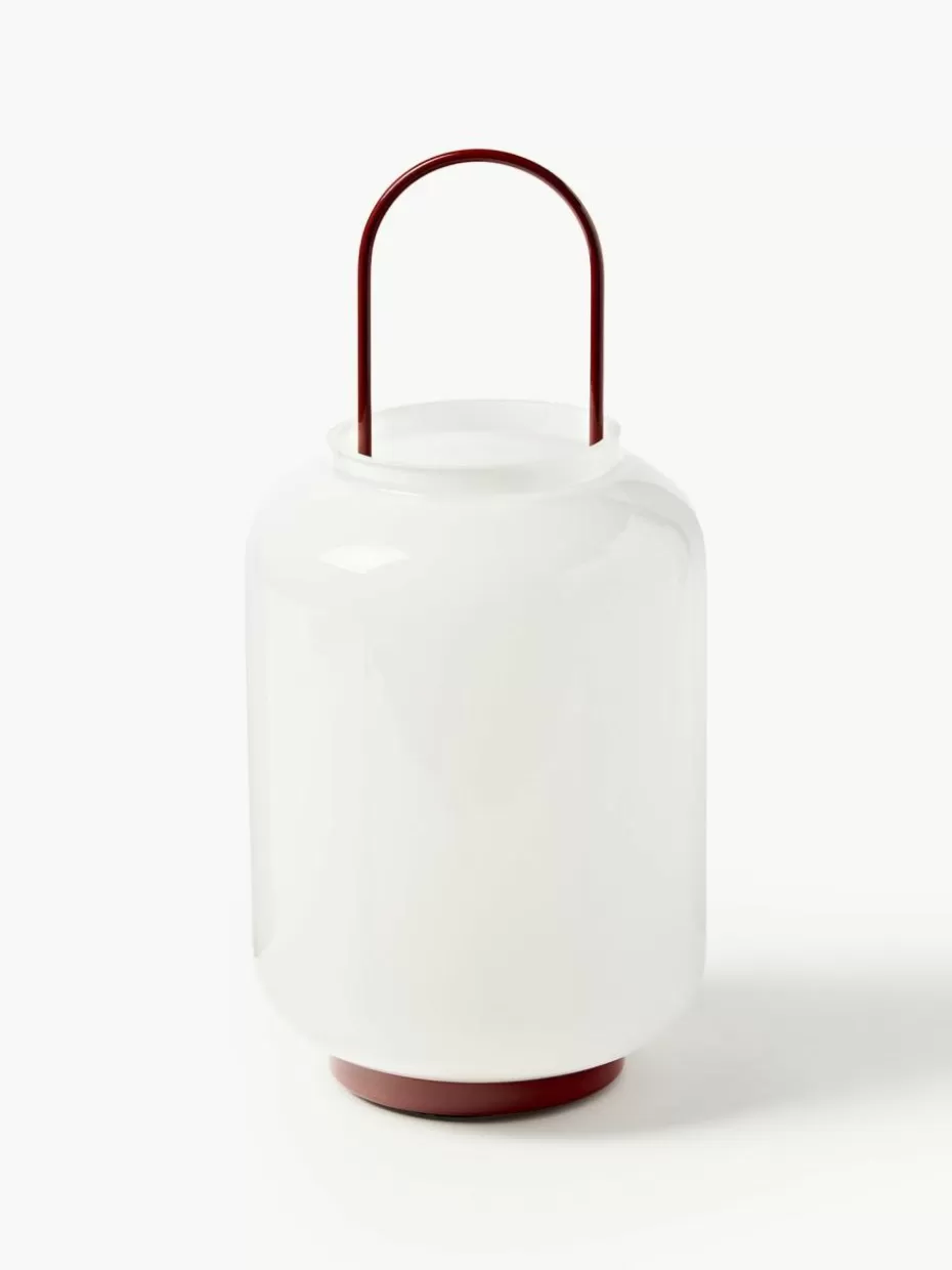 Windlichter & Laternen-Westwing Collection Große mundgeblasene Laterne Lumino, H 35 cm Weiß, Weinrot