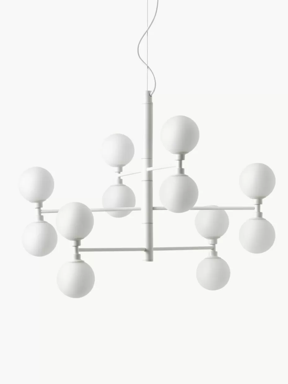 Kronleuchter | Pendelleuchten-Westwing Collection Große Pendelleuchte Grover mit Opal-Glaskugeln Weiß