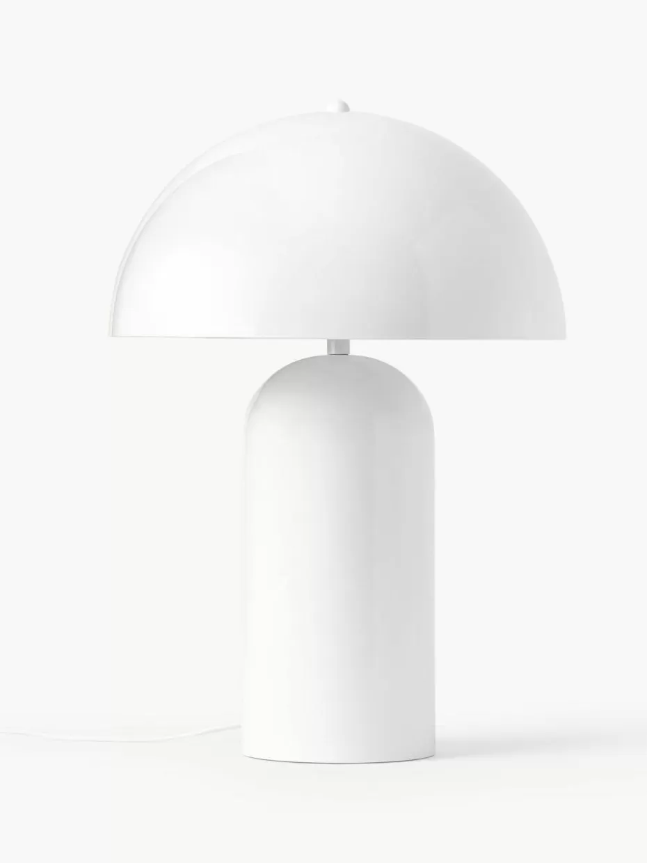 Nachttischlampen-Westwing Collection Große Retro-Tischlampe Walter Weiß, glänzend