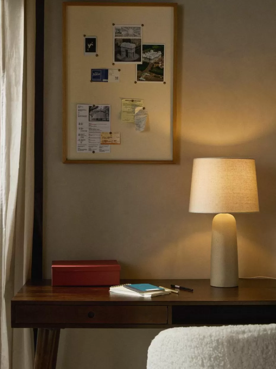 Nachttischlampen-Westwing Collection Große Tischlampe Kaya mit Betonfuß Cremeweiß, Beige