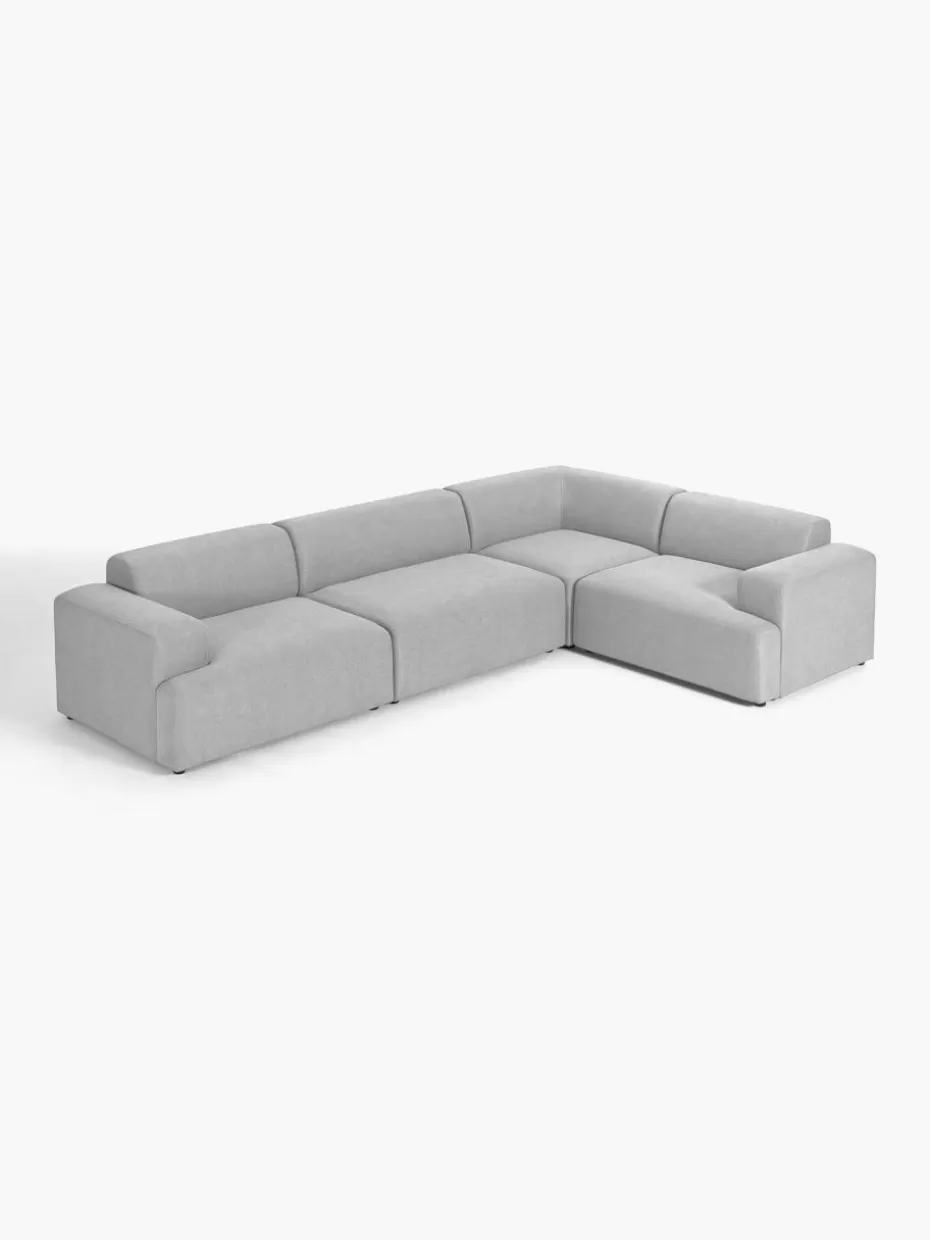 Sofas | Sofaserien-Westwing Collection Großes Ecksofa Melva (4-Sitzer) Webstoff Hellgrau