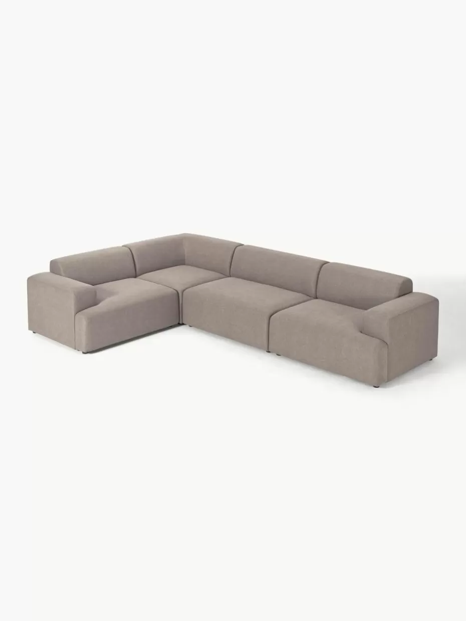 Sofas | Sofaserien-Westwing Collection Großes Ecksofa Melva (4-Sitzer) Webstoff Taupe