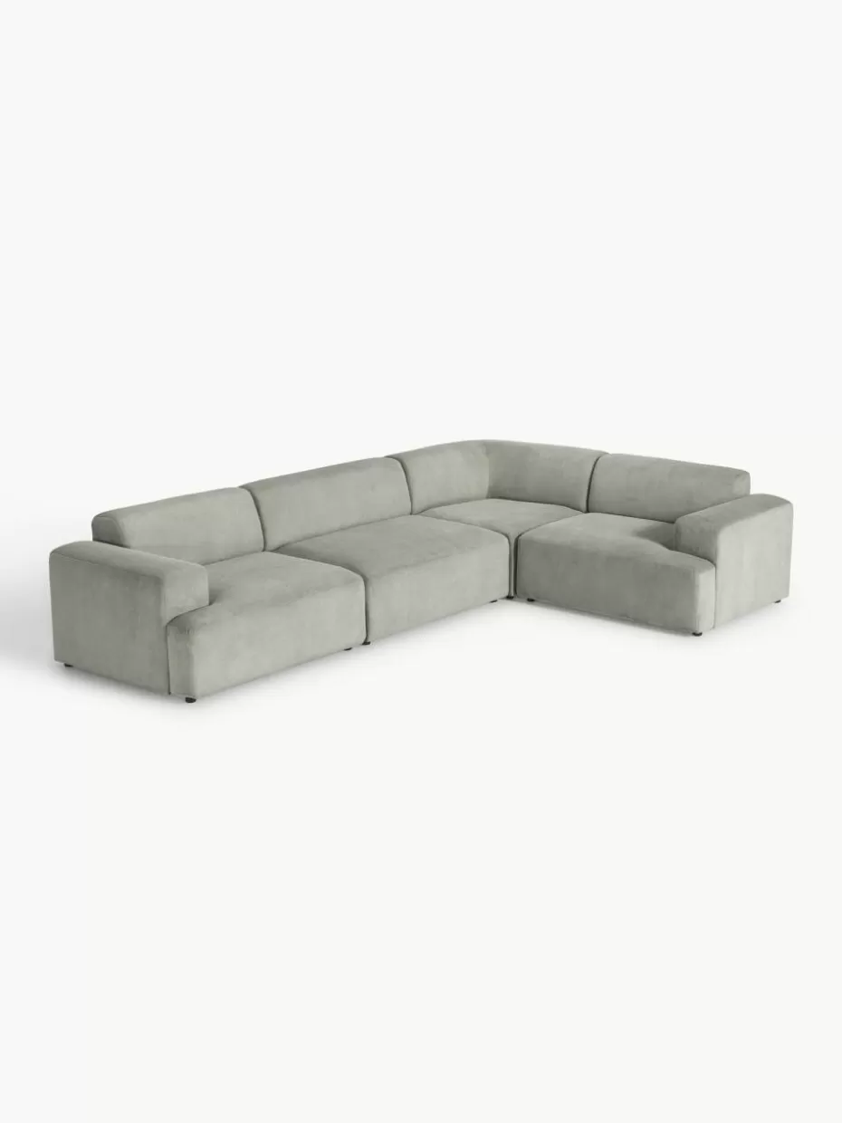 Sofas | Sofaserien-Westwing Collection Großes Ecksofa Melva (4-Sitzer) aus Cord Cord Grau