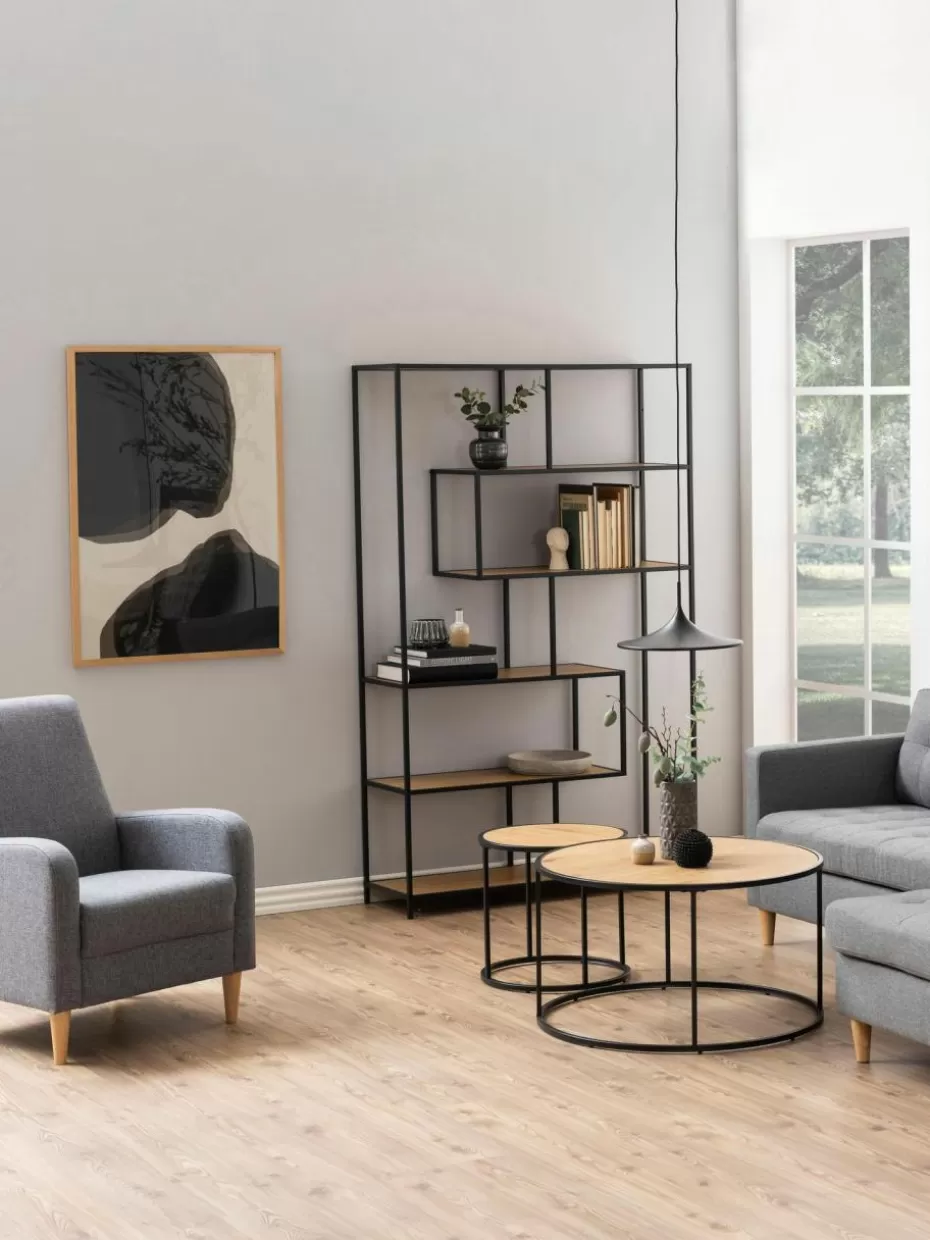 Büroregale | Regale-Westwing Großes Regal Seaford Beige in Holzoptik, Schwarz