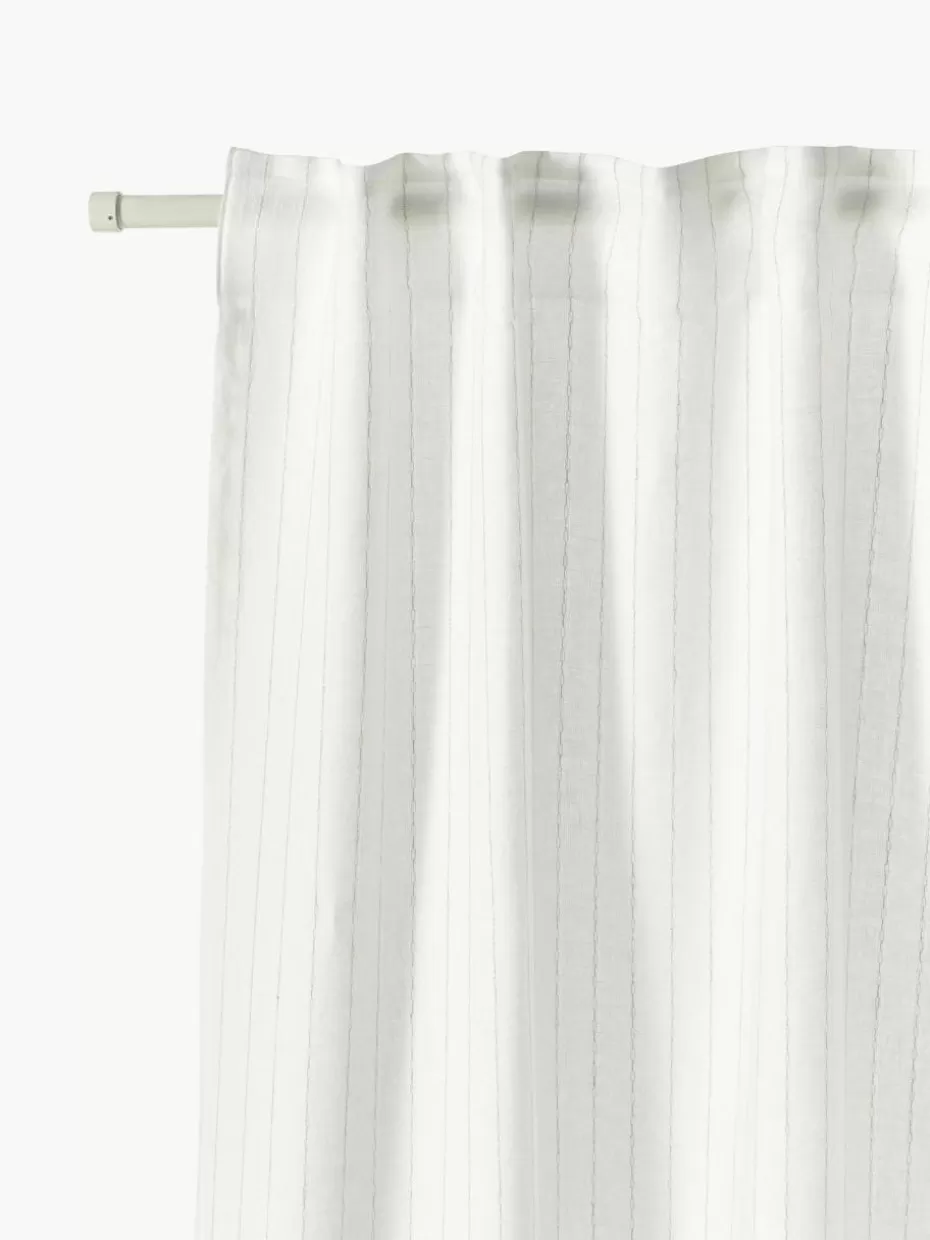 Vorhänge-Westwing Collection Halbtransparente Gardine Birch mit Schlaufenband, 2 Stück Weiß