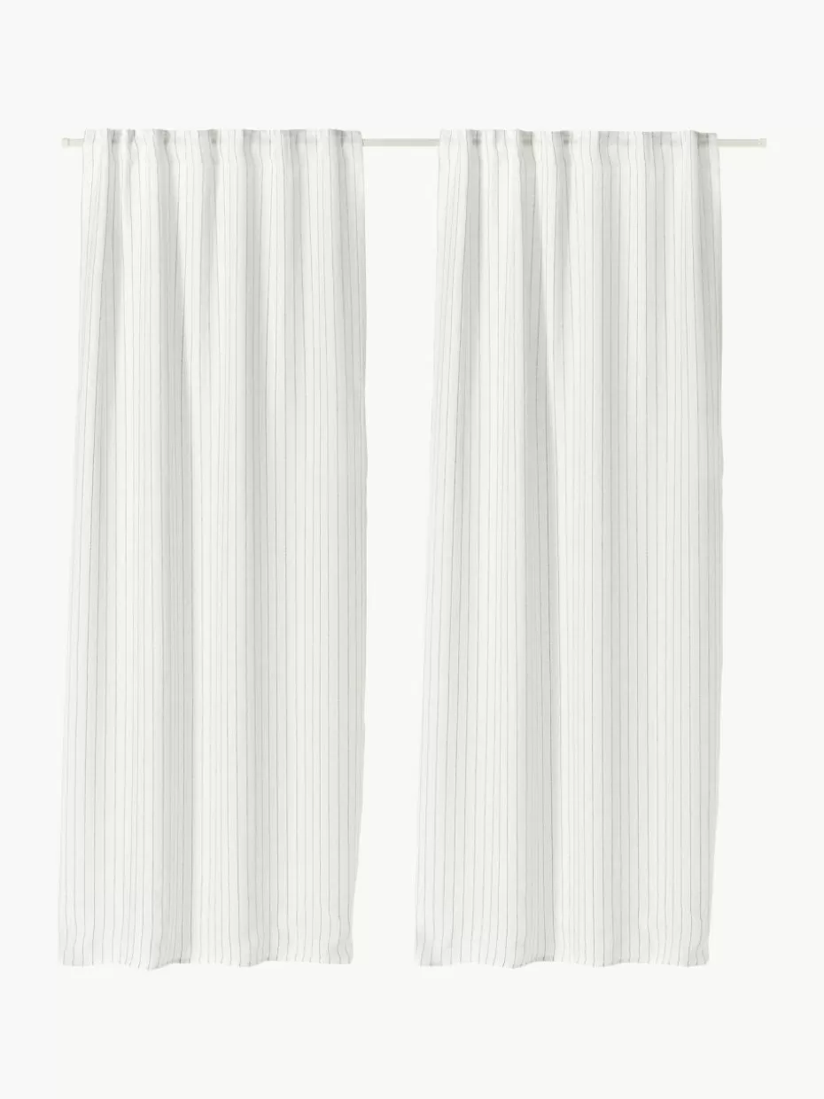 Vorhänge-Westwing Collection Halbtransparente Gardine Birch mit Schlaufenband, 2 Stück Off White