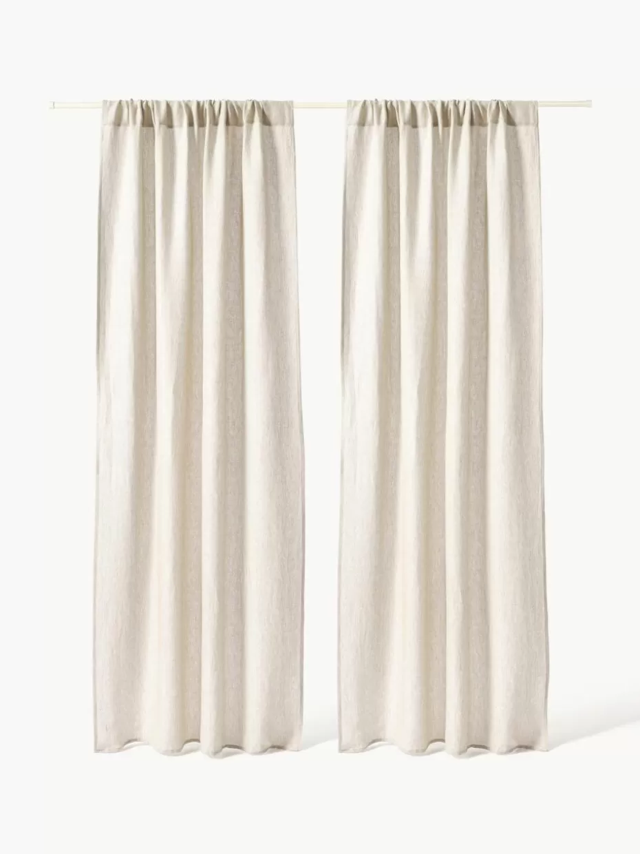 Vorhänge-Westwing Collection Halbtransparente Gardine Harmony mit Tunnelsaum, 2 Stück Hellbeige