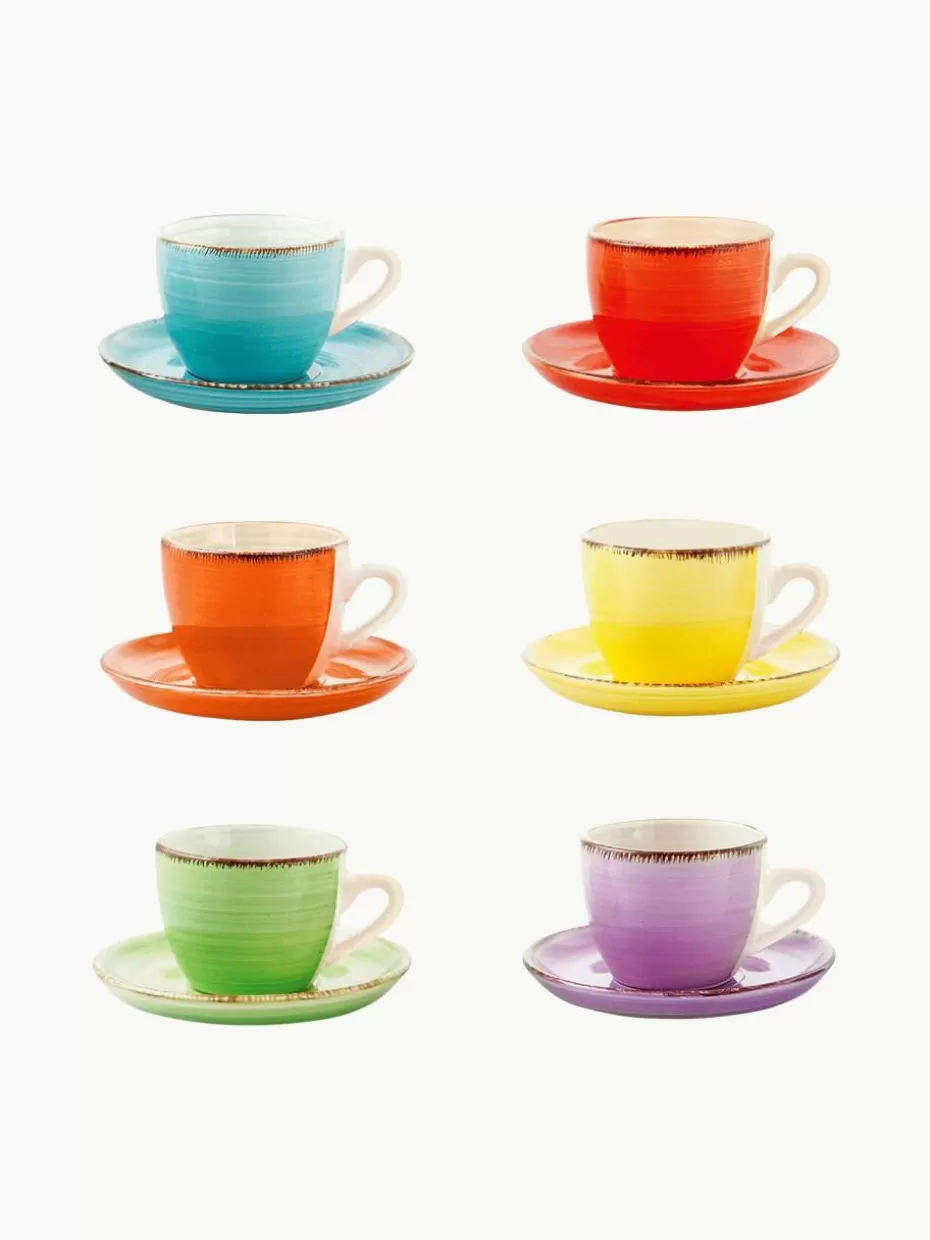 Tassen | Geschirrserien-Villa D'Este Home Tivoli Handbemalte Espressotassen Baita mit Untertassen, 6er-Set Bunt