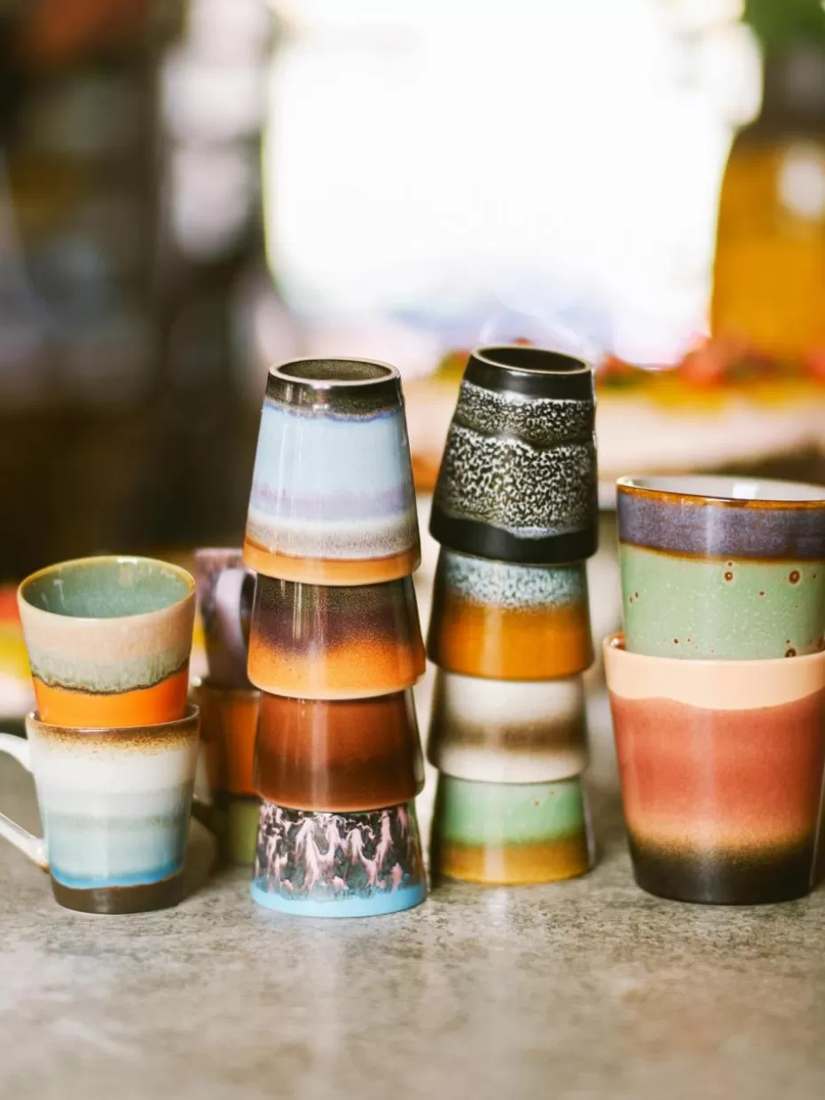 Tassen | Geschirrserien-HKLIVING Handbemalte Keramik-Espressobecher 70's mit reaktiver Glasur, 4er-Set