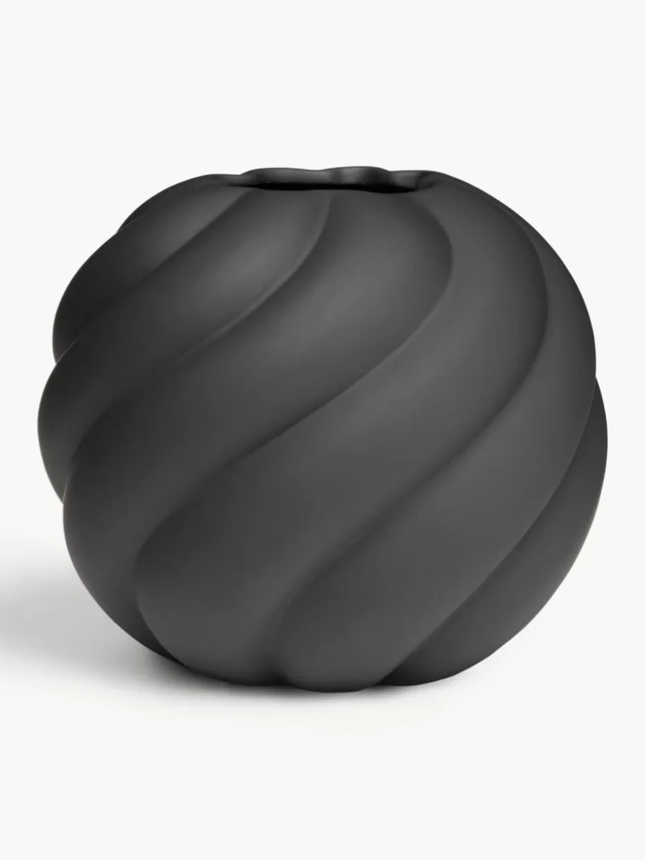 Vasen-Cooee Design Handbemalte Keramik-Vase Twist Ball, H 20 cm Schwarz