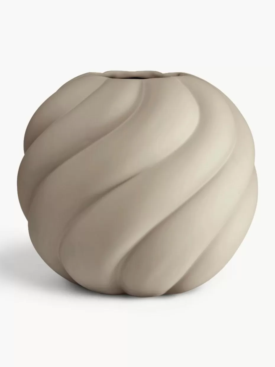 Vasen-Cooee Design Handbemalte Keramik-Vase Twist Ball, H 20 cm Hellbeige