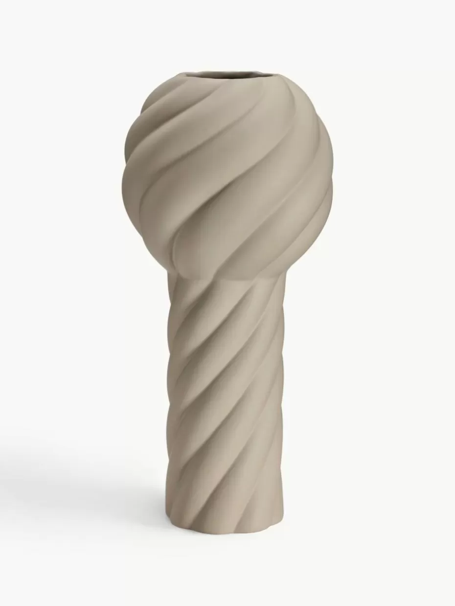Vasen-Cooee Design Handbemalte Keramik-Vase Twist Pillar, H 34 cm Hellbeige