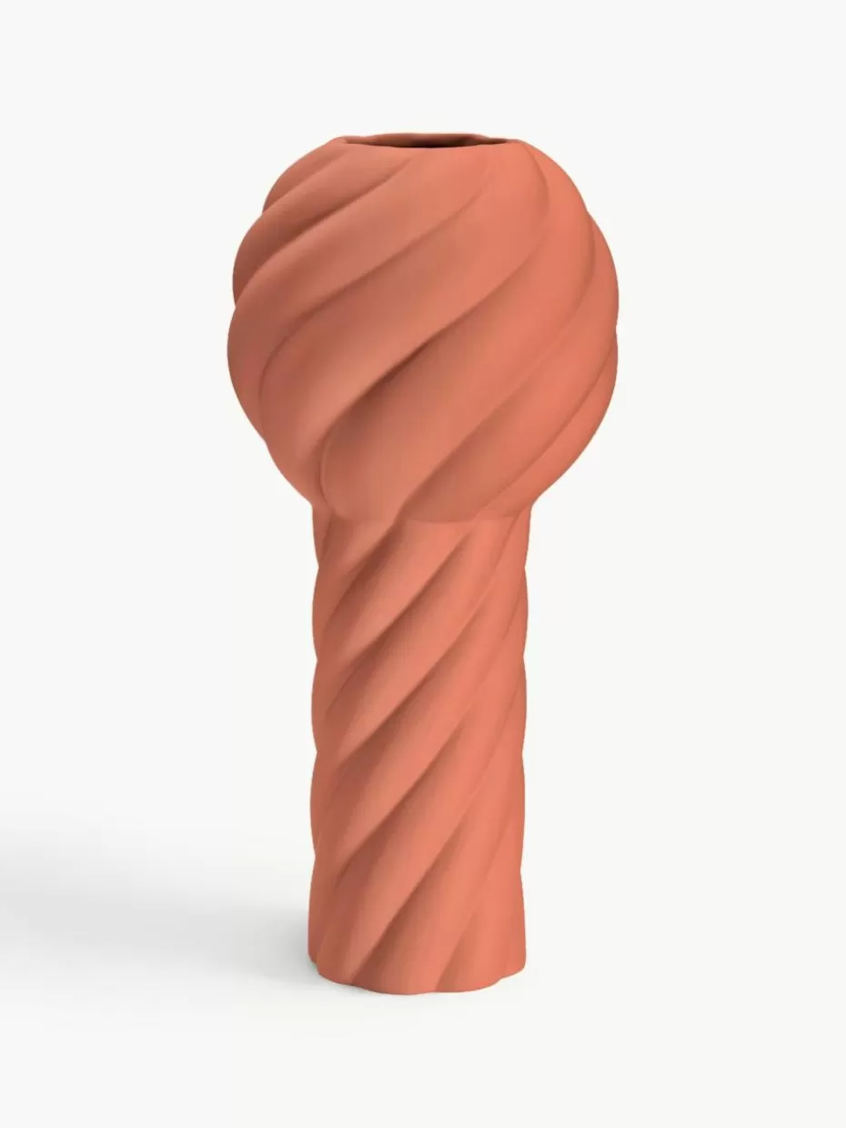 Vasen-Cooee Design Handbemalte Keramik-Vase Twist Pillar, H 34 cm Terrakotta