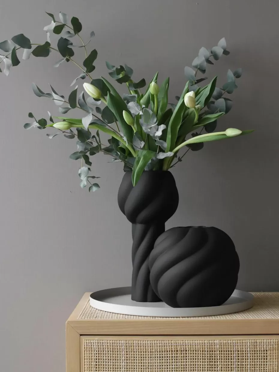 Vasen-Cooee Design Handbemalte Keramik-Vase Twist Pillar, H 34 cm Schwarz