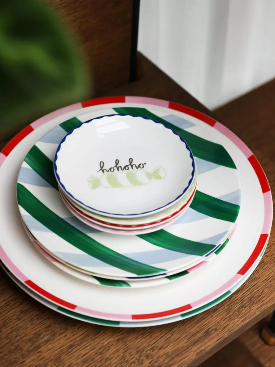 Weihnachtsgeschirr | Glow-Up-&k amsterdam Handbemalte Kuchenteller Bliss mit weihnachtlichem Design, 4er-Set