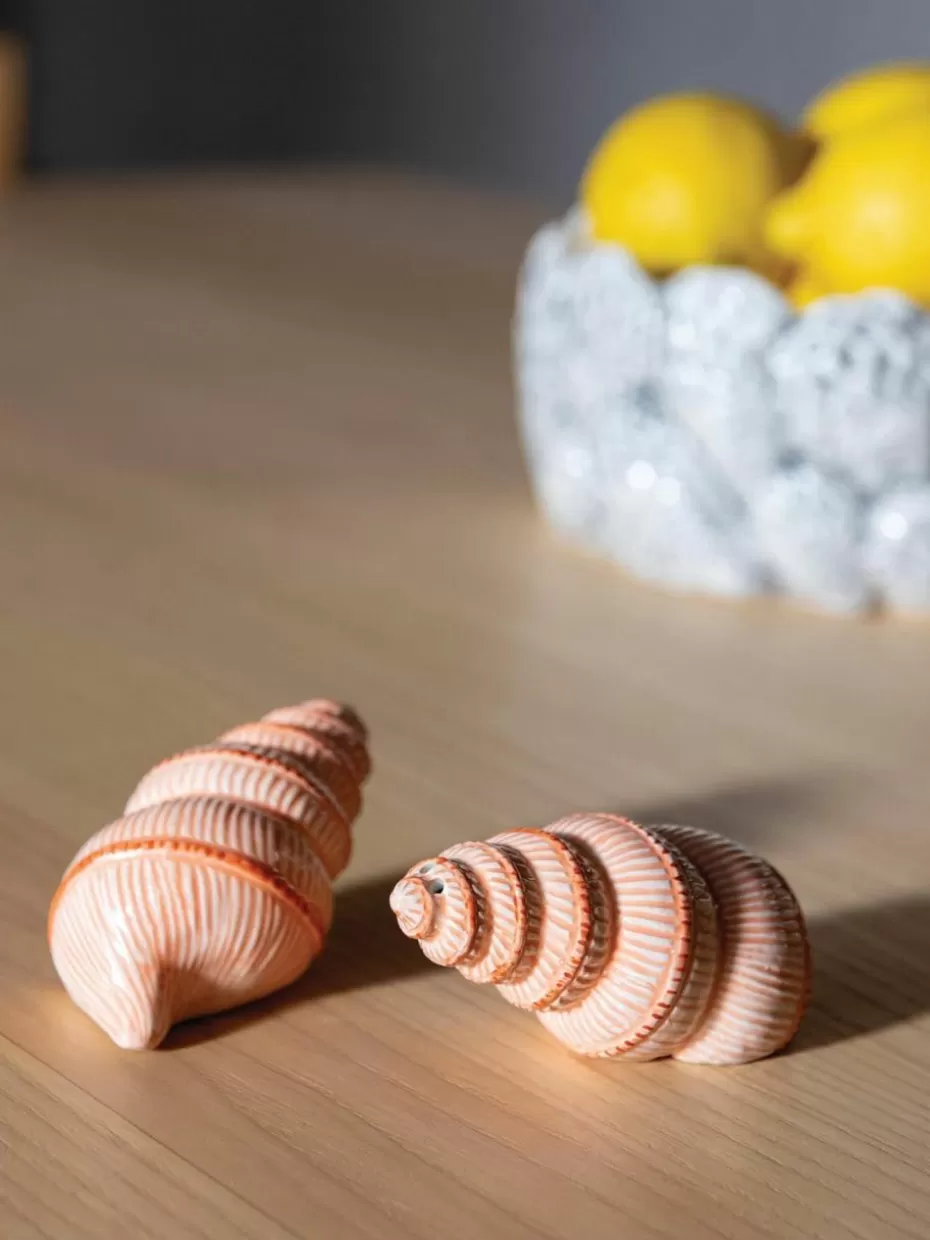 Gewürzmühlen-&k amsterdam Handbemalte Salz- & Pfefferstreuer Shell aus Dolomit, 2er-Set