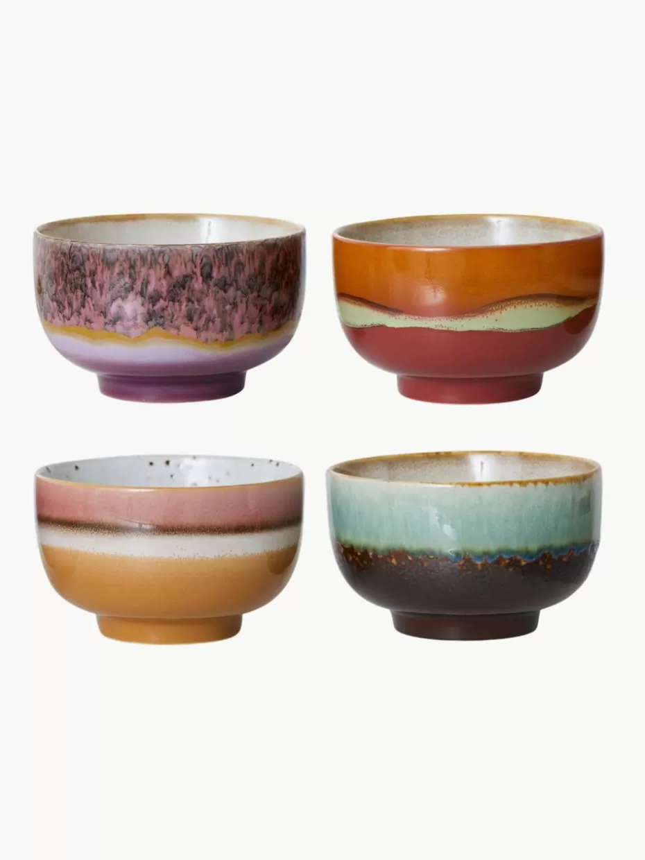 Schalen & Bowls-HKLIVING Handbemalte Schälchen 70's aus Steinzeug, 4er-Set Design 3
