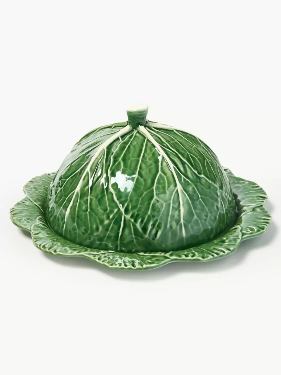 Servierplatten & Schüsseln-Bordallo Pinheiro Handbemalte Servierplatte Cabbage mit Abdeckung