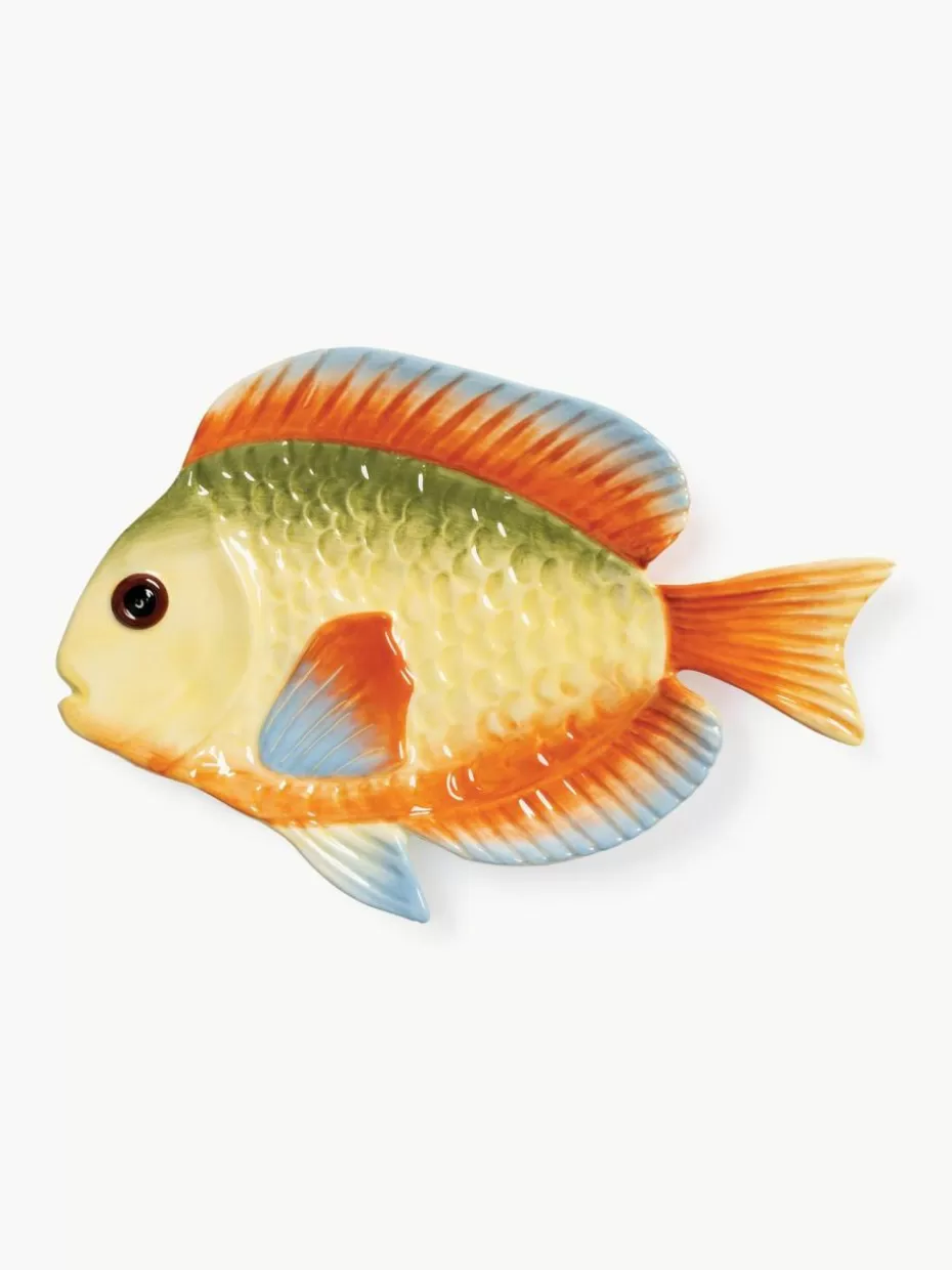 Servierplatten & Schüsseln-&k amsterdam Handbemalte Servierplatte Fish aus Dolomit