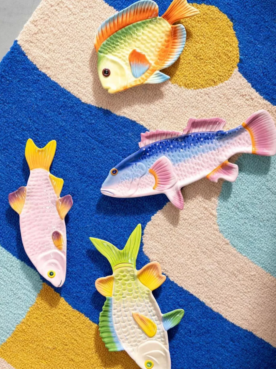 Servierplatten & Schüsseln-&k amsterdam Handbemalte Servierplatte Fish aus Dolomit