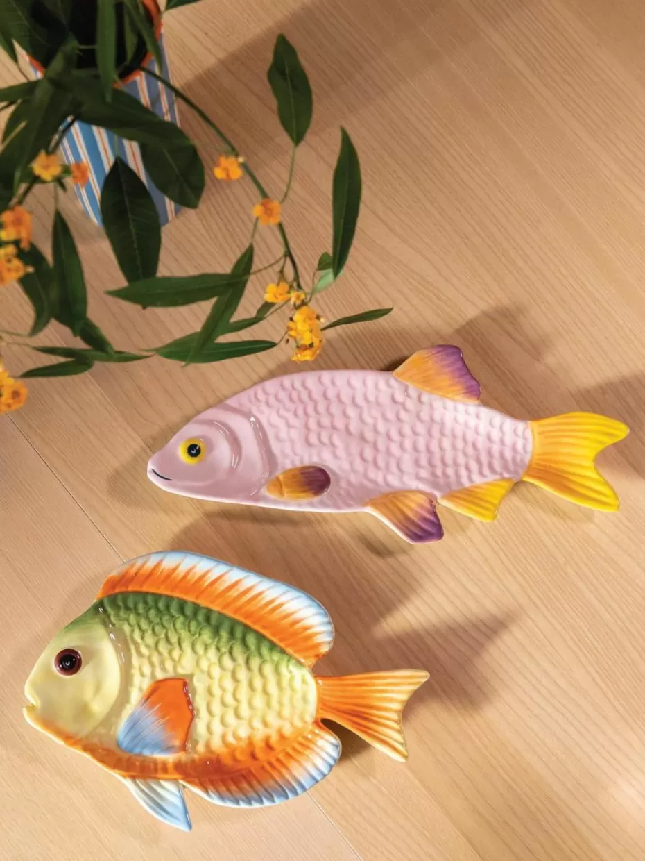 Servierplatten & Schüsseln-&k amsterdam Handbemalte Servierplatte Fish aus Dolomit