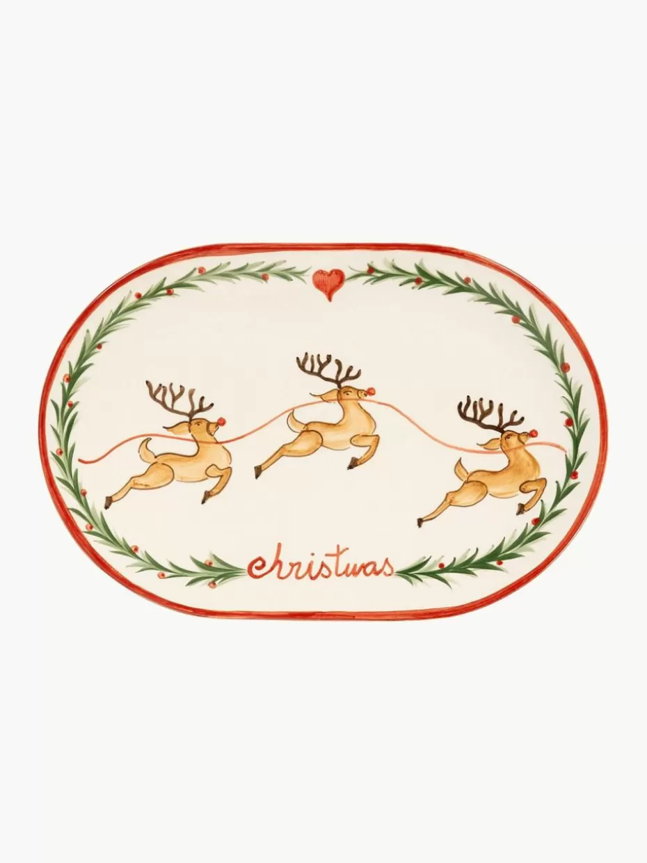 Weihnachtsgeschirr | Glow-Up-Anna + Nina Handbemalte Servierplatte Rudolph