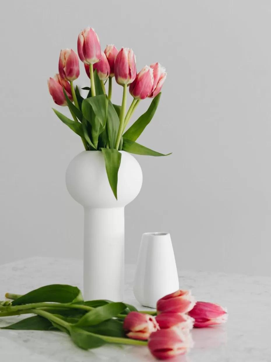 Vasen-Cooee Design Handbemalte Vase Pillar, H 24 cm Weiß