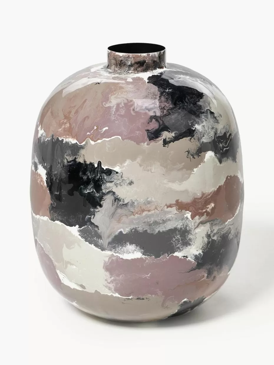 Vasen-Broste Copenhagen Handbemalte Vase Thyra, H 50 cm Terrakotta, Schwarz, Rosa, Nougat
