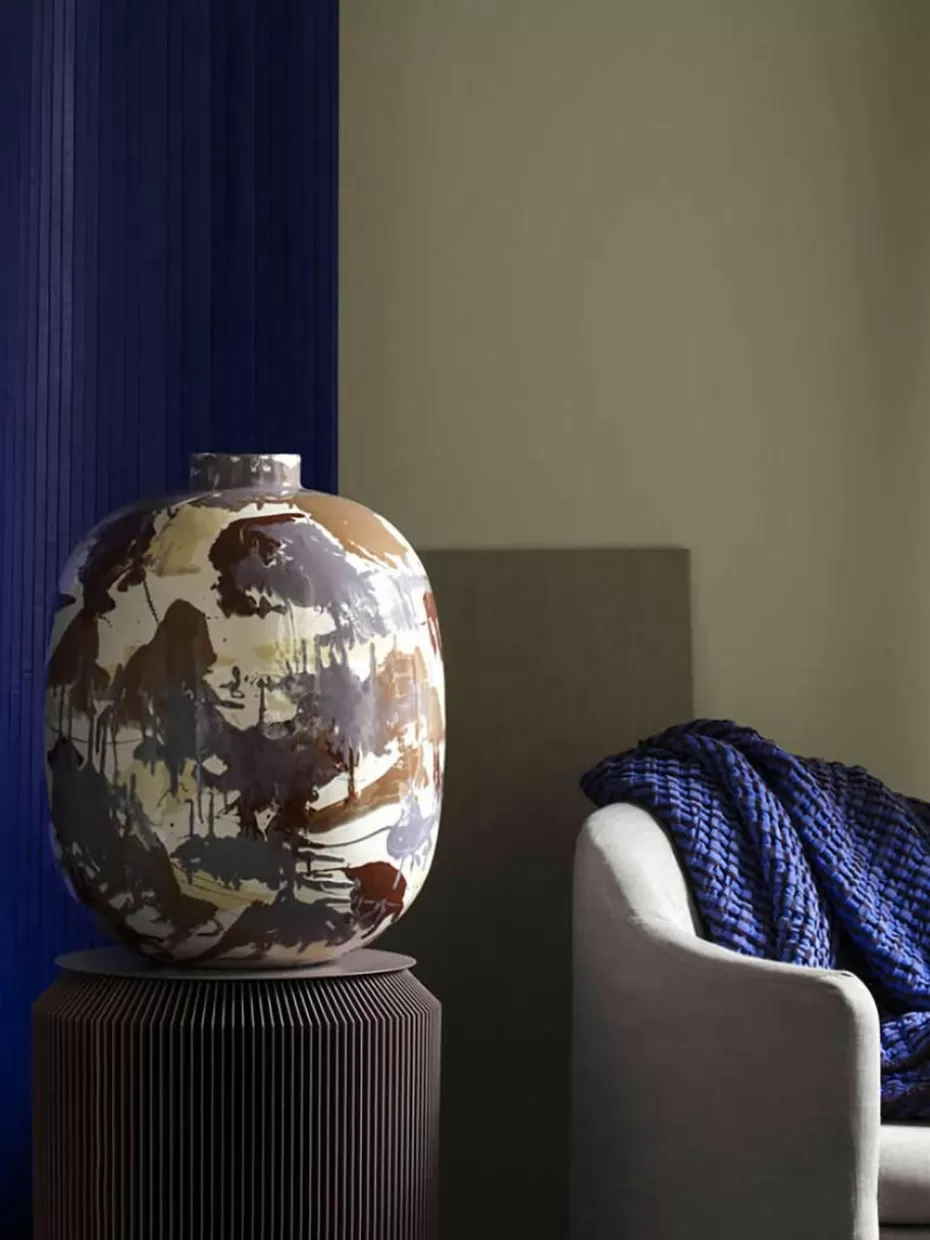 Vasen-Broste Copenhagen Handbemalte Vase Thyra, H 50 cm Cremeweiß, Terrakotta, Lila, Weinrot