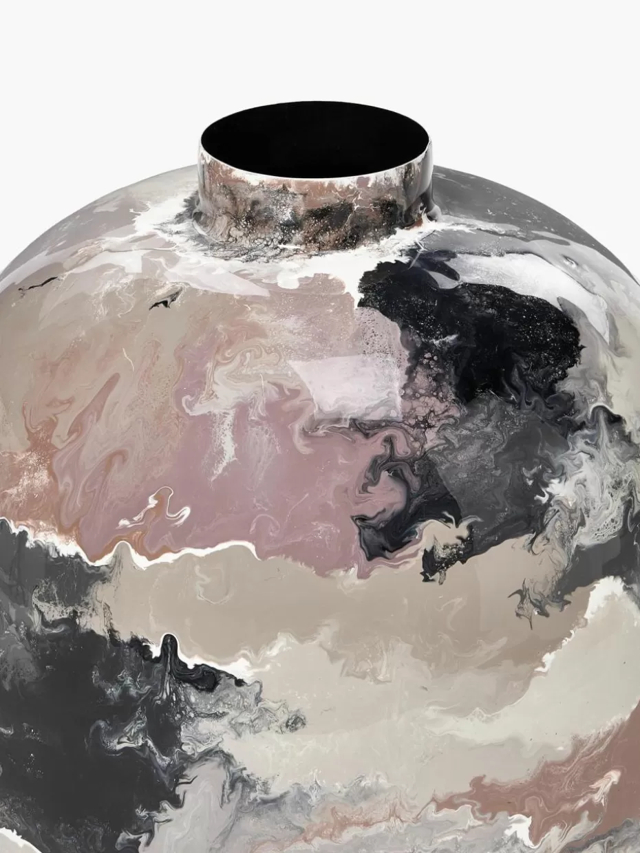 Vasen-Broste Copenhagen Handbemalte Vase Thyra, H 50 cm Terrakotta, Schwarz, Rosa, Nougat