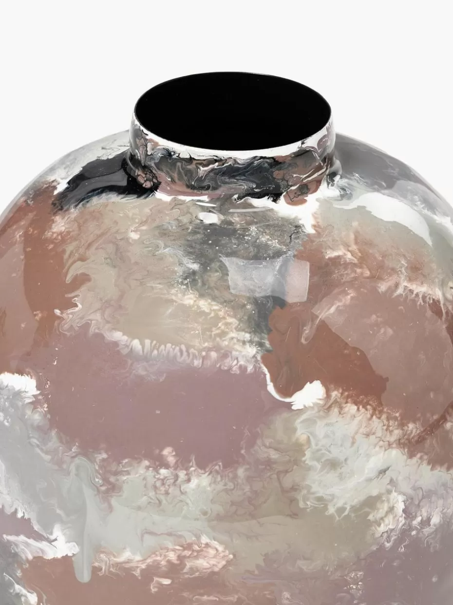 Vasen-Broste Copenhagen Handbemalte Vase Thyra, H 31 cm Greige, Terrakotta, Schwarz, Altrosa