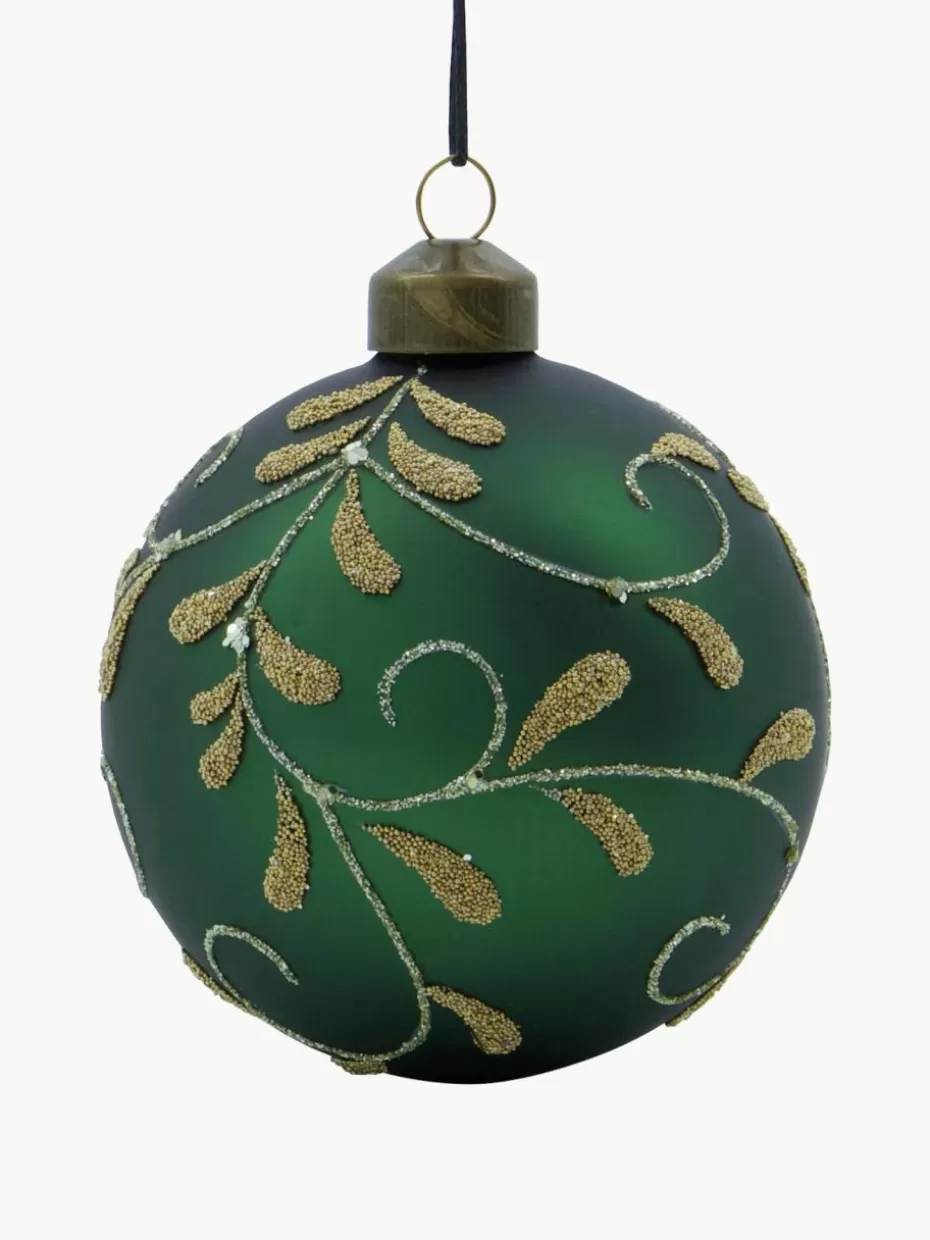 Weihnachtskugeln & Baumanhänger | Festliche Eleganz-House Doctor Handbemalte Weihnachtskugeln Flori, 4 Stück