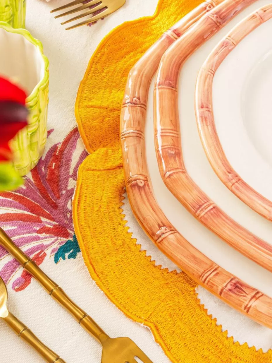 Servierplatten & Schüsseln-Les Ottomans Handbemalter Platzteller Bamboo Weiß, Peach