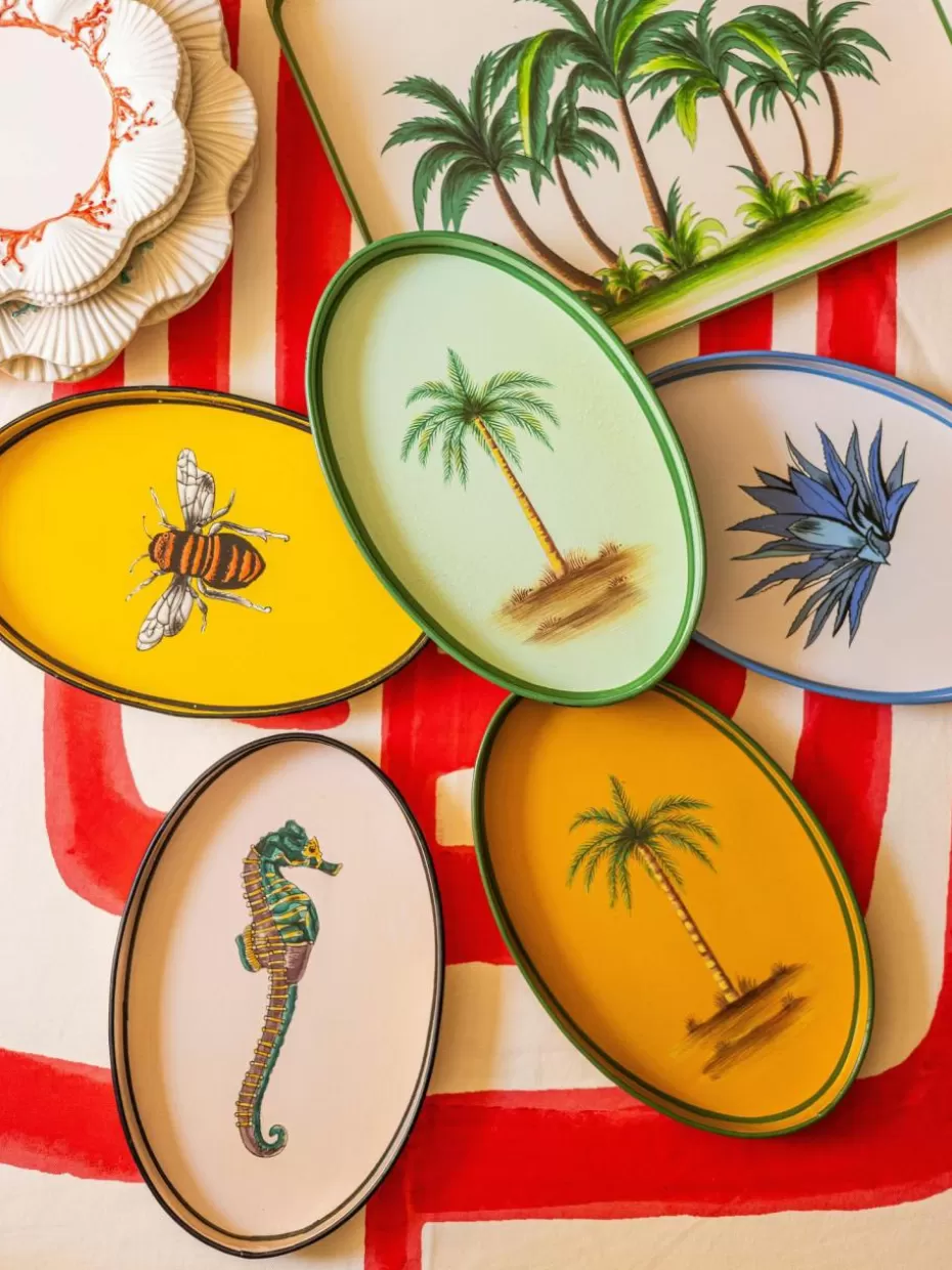Dekotabletts-Les Ottomans Handbemaltes Dekotablett Fauna mit n-Motiv Biene