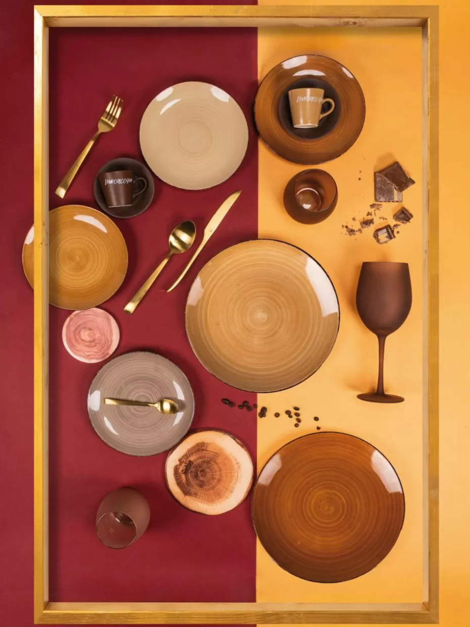 Geschirr-Sets | Geschirrserien-Villa D'Este Home Tivoli Handbemaltes Geschirr-Set Baita, 6 Personen (18-tlg.) Rot- Beige und Terrakottatöne