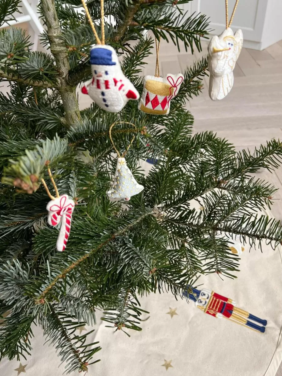 Weihnachtskugeln & Baumanhänger | Family Holidays-Cam Cam Copenhagen Handbestickte Stoff-Baumanhänger Nutcracker, 3er-Set