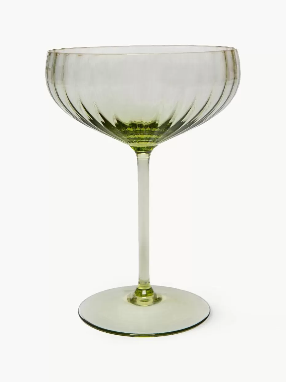 Champagner- & Sektgläser-Anna von Lipa Handgefertigte Champagnerschalen Lyon, 2 Stück Olivgrün