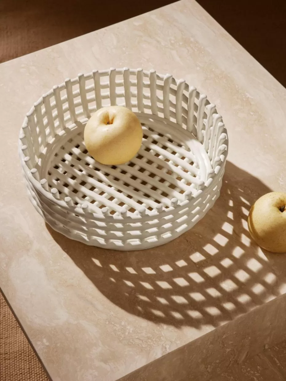 Dekoschalen-ferm LIVING Handgefertigte Deko-Schale Centrepiece aus Keramik Off White