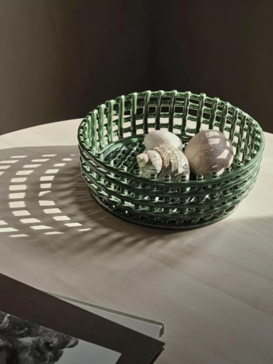 Dekoschalen-ferm LIVING Handgefertigte Deko-Schale Centrepiece aus Keramik Grün