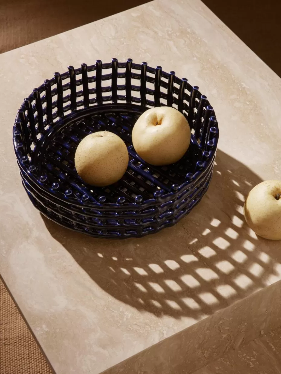 Dekoschalen-ferm LIVING Handgefertigte Deko-Schale Centrepiece aus Keramik Dunkelblau