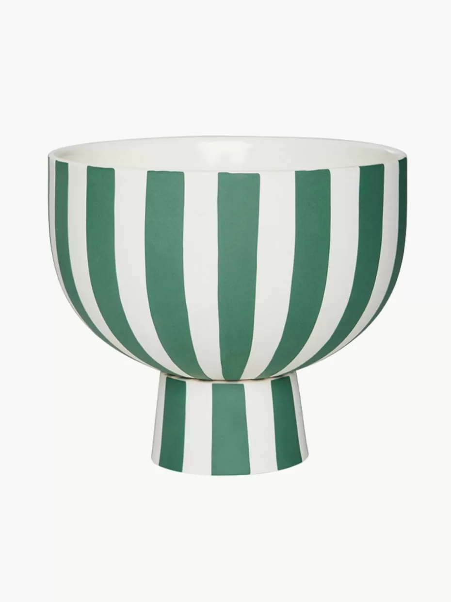 Weihnachtliche Deko-Objekte | Glow-Up-Oyoy Living Design Handgefertigte Deko-Schale Toppu, H 13 cm Dunkelgrün, Weiß