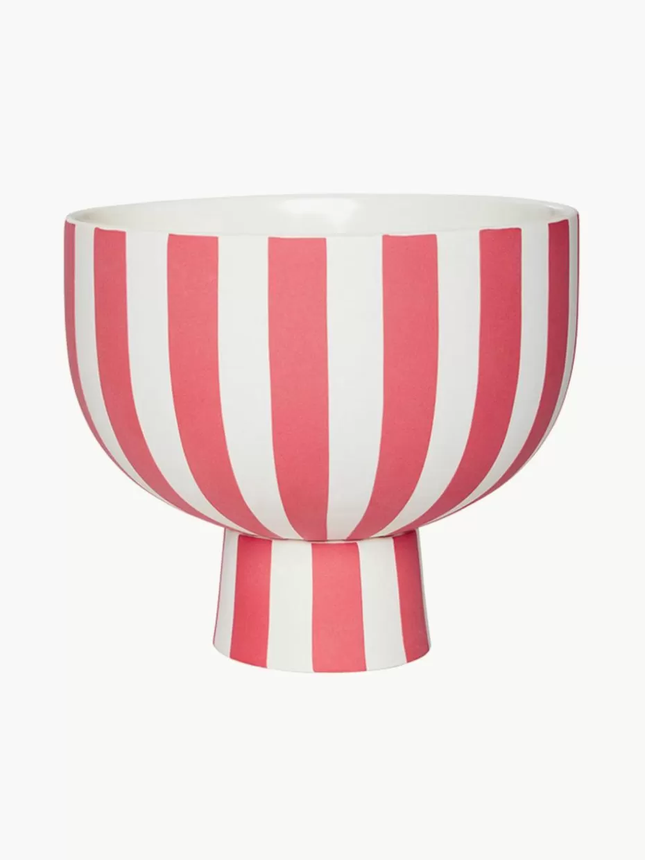 Weihnachtliche Deko-Objekte | Glow-Up-Oyoy Living Design Handgefertigte Deko-Schale Toppu, H 13 cm Korallrot, Weiß